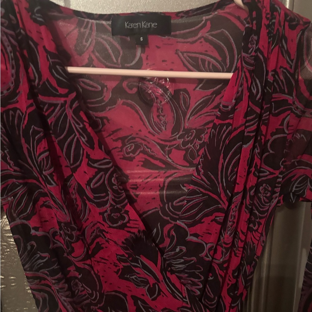 Karen Kane Pink Long Sleeve Bodycon Blouse for Night Out - Picture 2 of 4